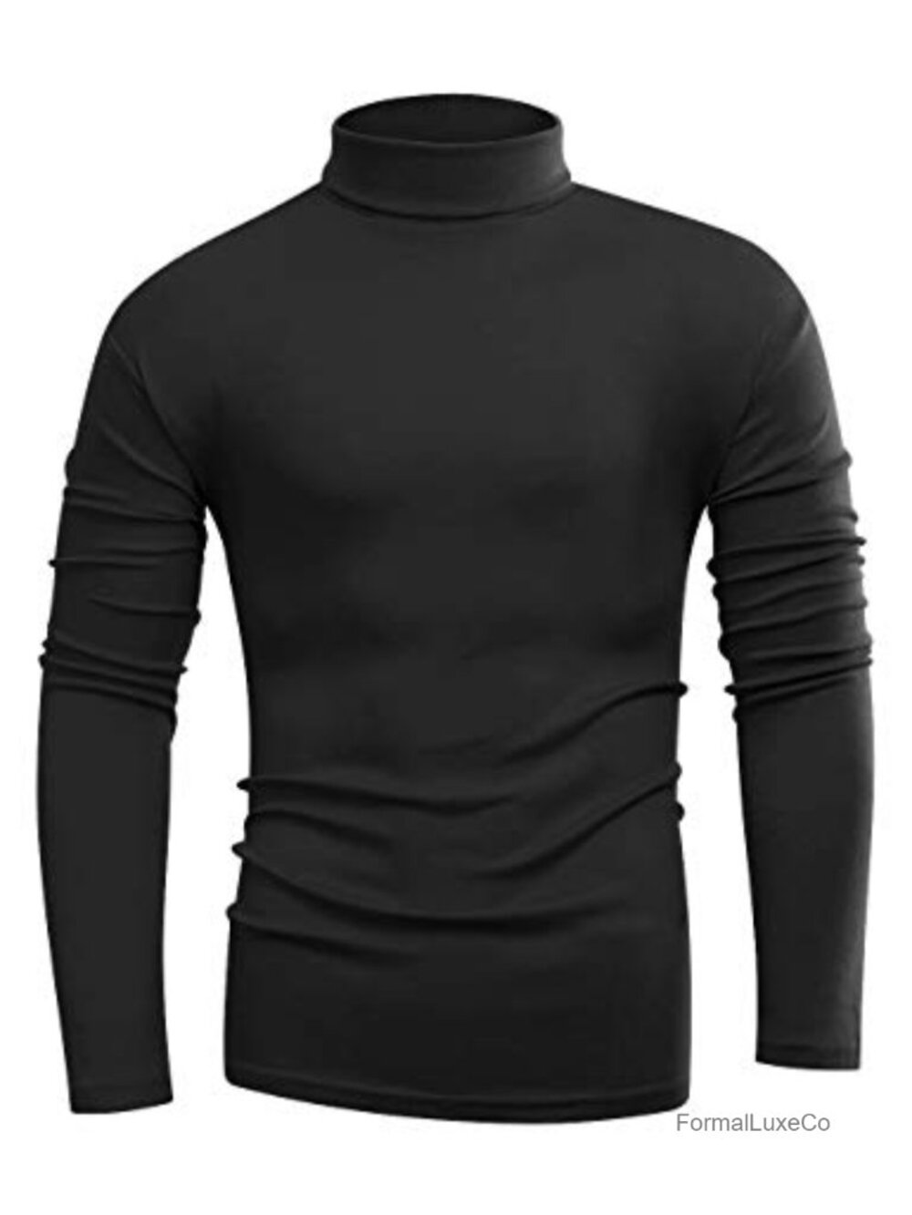 Men's Fleece Knitted Turtleneck Long Sleeve Pullover Top Active Base Layer